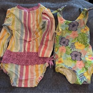 2T Ruffle Butts Colorful Striped and Floral Kids One Piece Bathing Suit